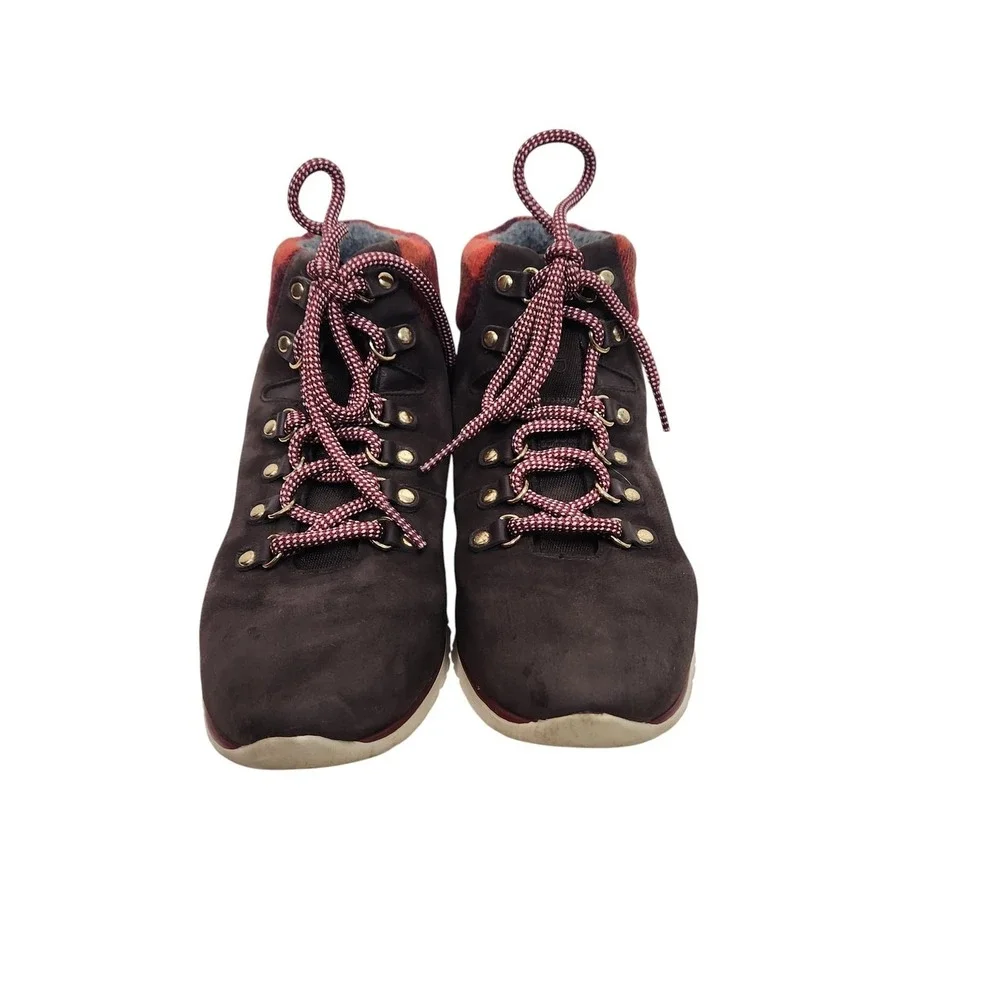 COLE HAAN Boots Womens 8 Brown Red Buffalo Plaid ZeroGrand Waterproof‎ Hiking